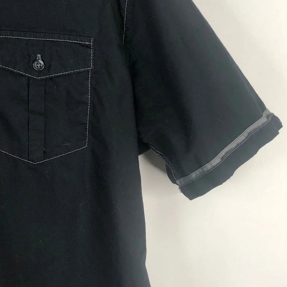 Michael Brandon black short sleeve button down shirt L - Picture 3 of 9